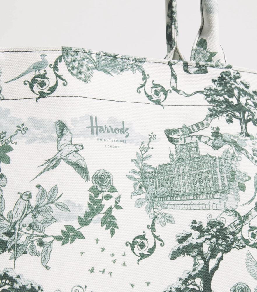 حقيبة هارودز Harrods الأصلية 100%، قطن - أوف وايت - لون اخضر، حجم وسط. من شركة هارودز - لندن.