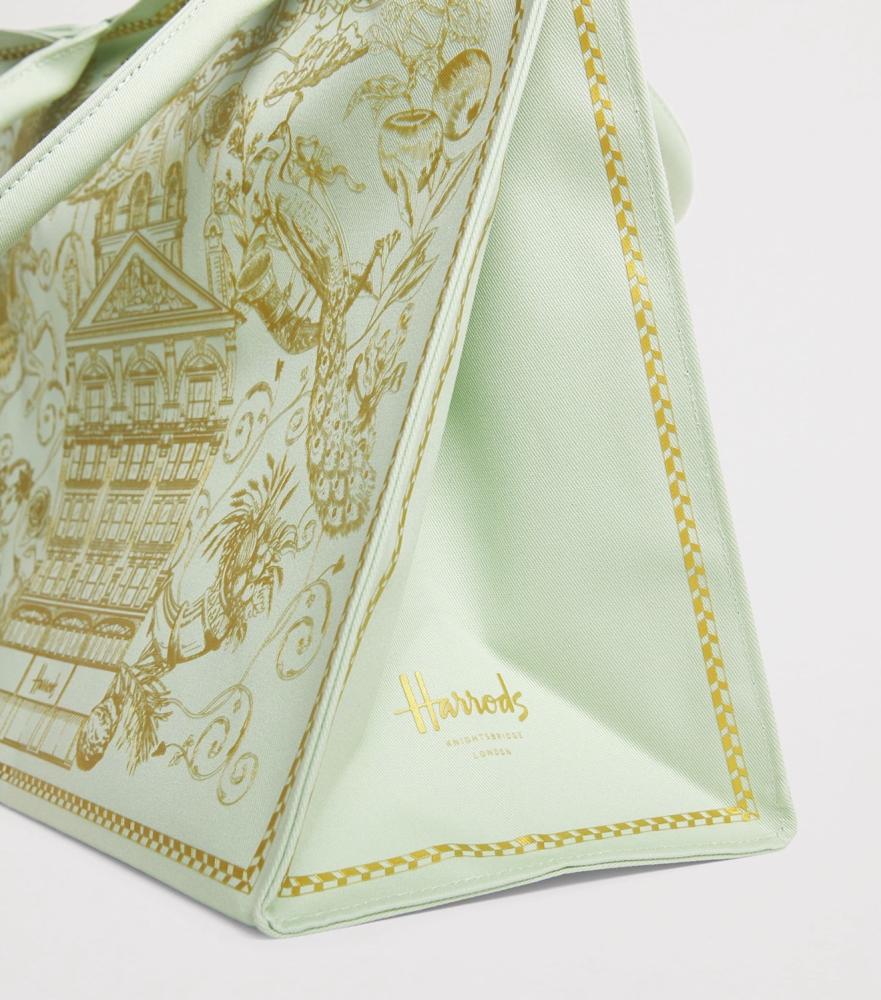 شنطة هارودز Harrods الأصلية – قطن – اخضر فاتح – حجم كبير – نقشة لند