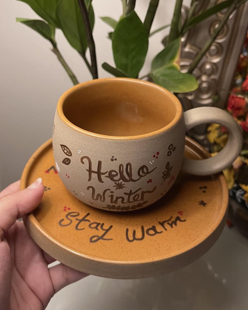 كوب Hello Winter-مرسوم يدوياً