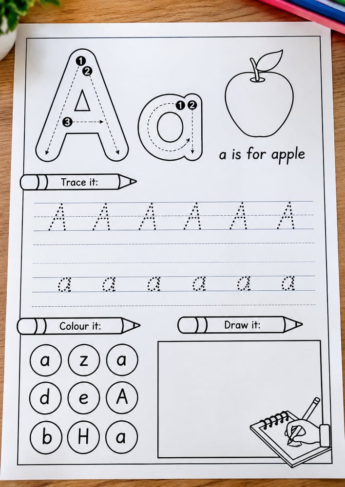 Alphabet  (أوراق عمل ) A TO Z - ابيض واسود