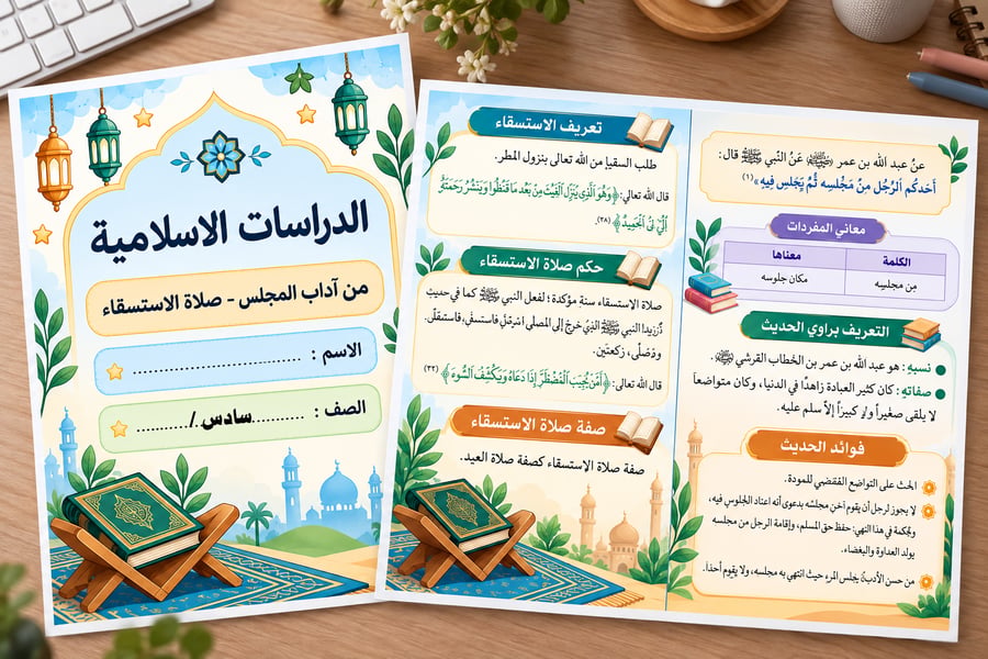 مطوية الدراسات الاسلامية (2) - سادس -ف1