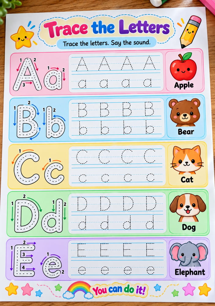 أوراق عمل حروف اللغة الإنجليزية من A TO Z