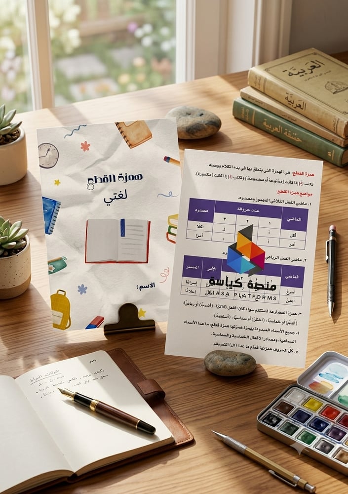 مطوية درس همزة القطع - لغتي - أولى متوسط - ف1