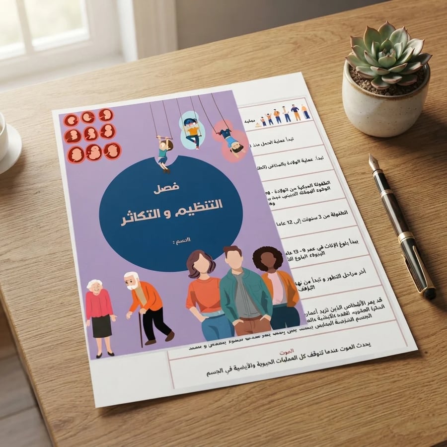 مطوية فصل التنظيم و التكاثر - ثاني متوسط - فصل 2