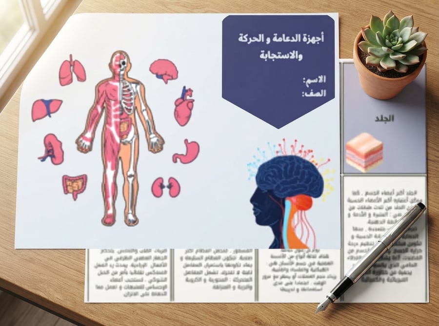 مطوية فصل أجهزة الدعامة و الحركة والاستجابة - ثاني متوسط - فصل 2