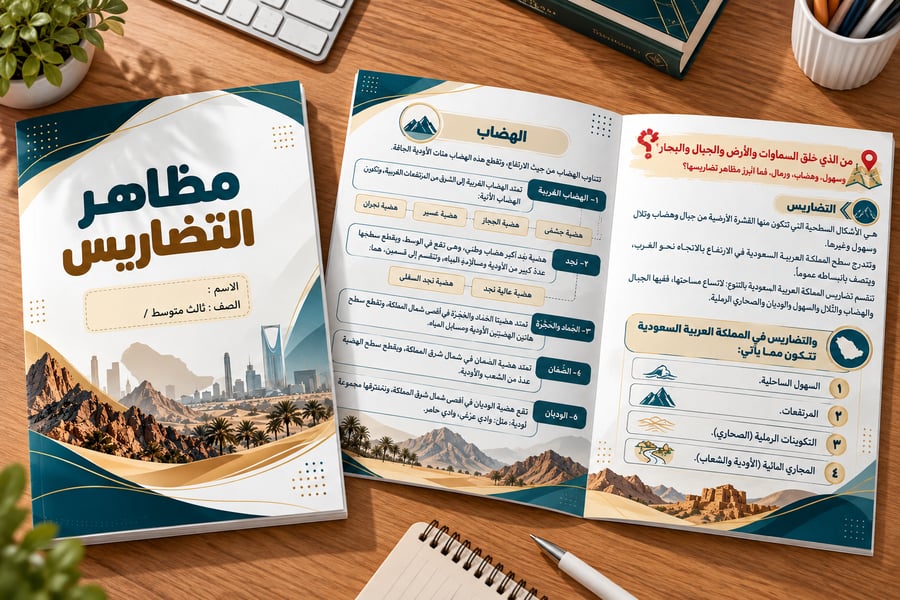 مظاهر التضاريس - اجتماعيات  -3متوسط -ف1