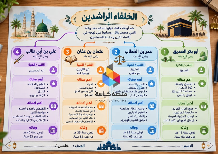 خريطة مفاهيم الخلفاء الراشدين - خامس - ف1