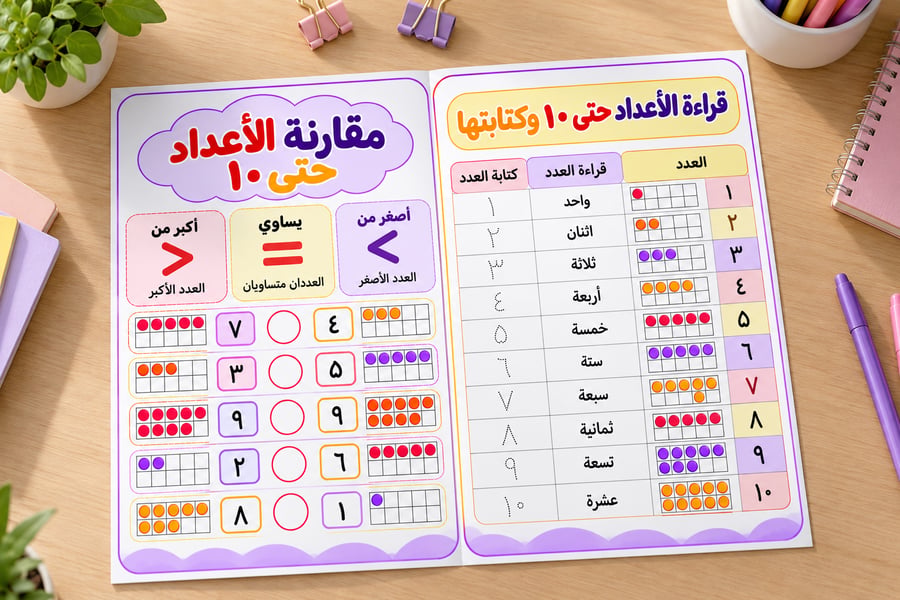 الاعداد حتى 10 - رياضيات - اولى ابتدائي - ف1