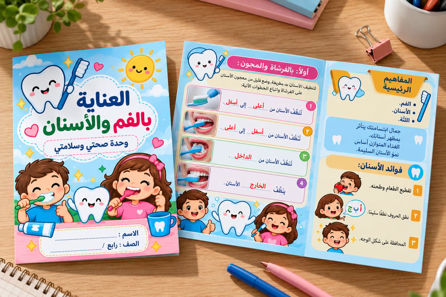 العناية بالفم والأسنان - مهارات اسرية - رابع - ف1