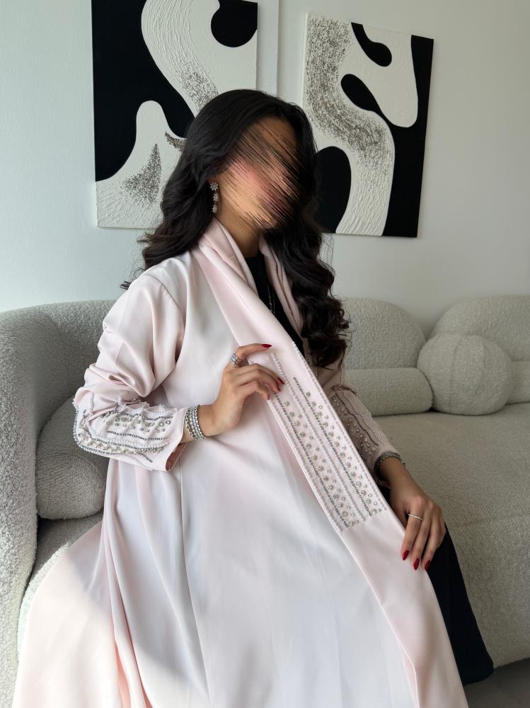 عبايه حرير كوري بكرستال ولولو