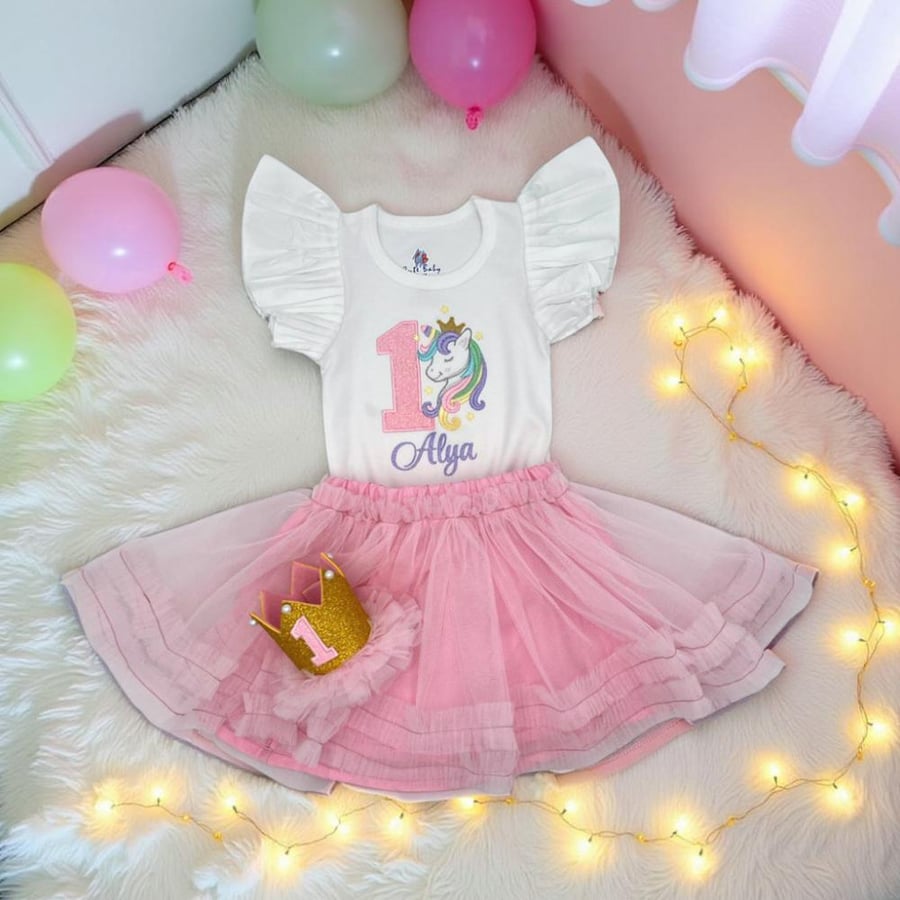 Unicorn Birthday Bodysuit Set