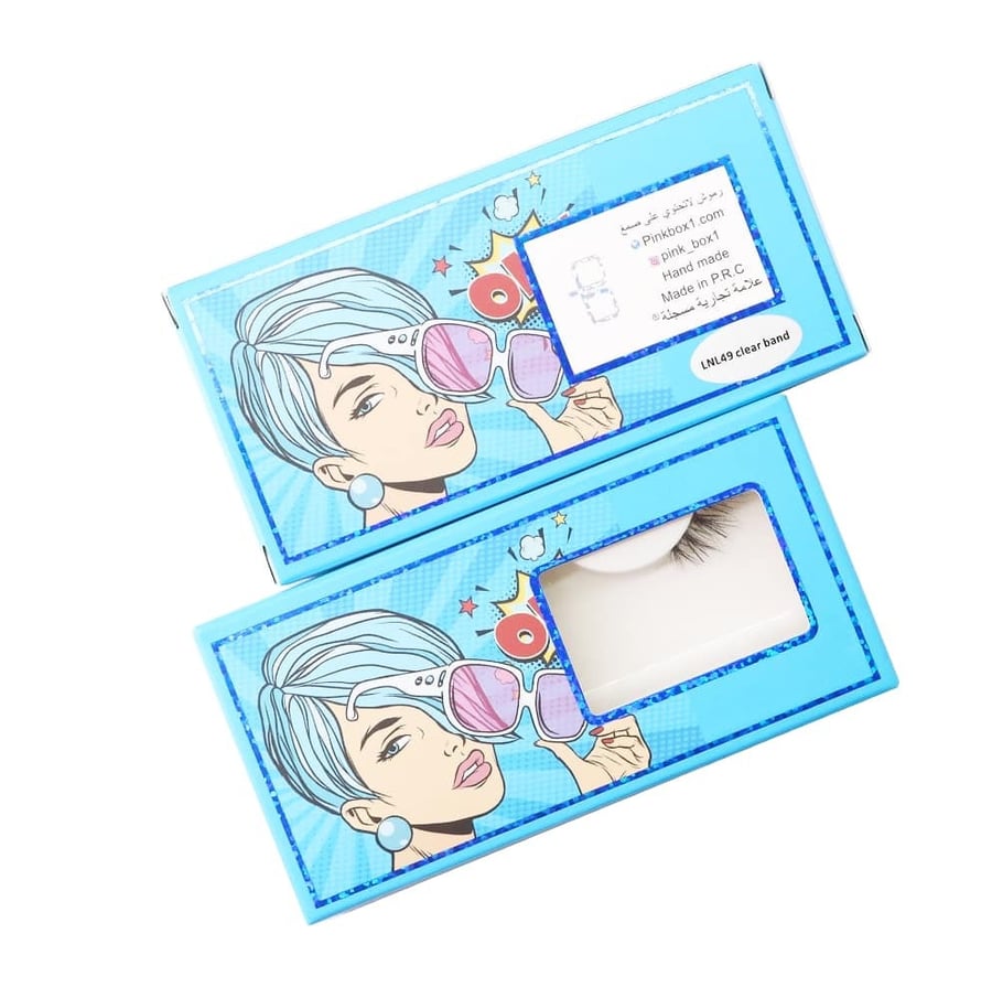 LNL49 clear band  رموش طبيعية طرف   باند شفاف مع ملقط بلاستيك لتركيب الرموش