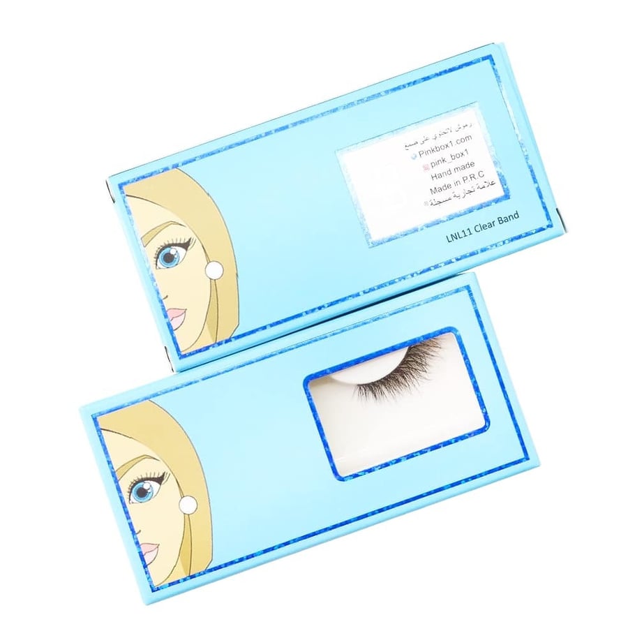 LNL11 clear band رموش طبيعية طرف باند شفاف   مع ملقط بلاستيك لتركيب الرموش
