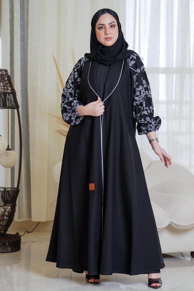 عبايات شتويةكلوش مناسبات  شك خرز كرستال ملونه ساترة دوامات جاكار عباية