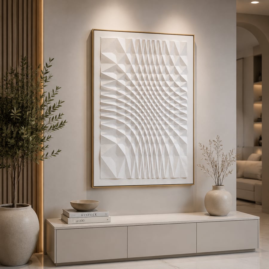 لوحة فنية بإطار بيج مقاس 120 × 80 سم
