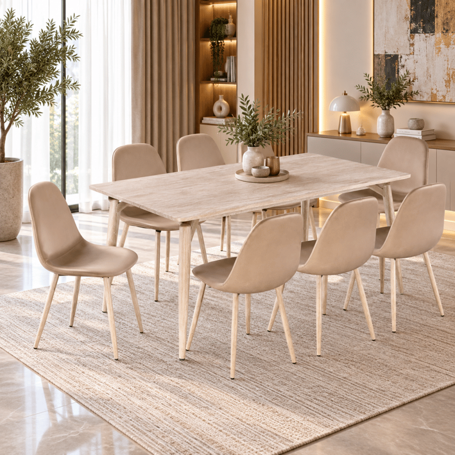 طاولة طعام خشب 8 كرسي M-024 BEIGE