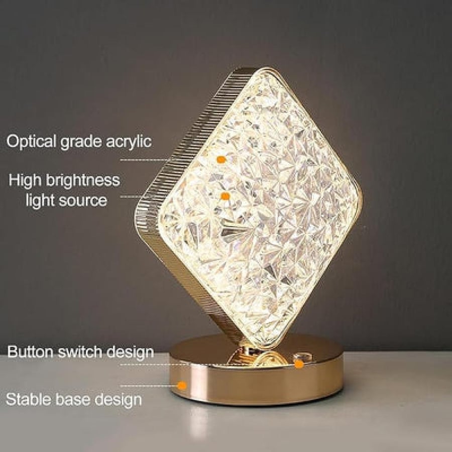 مصباح طاولة LED بتصميم ماسي كريستالي