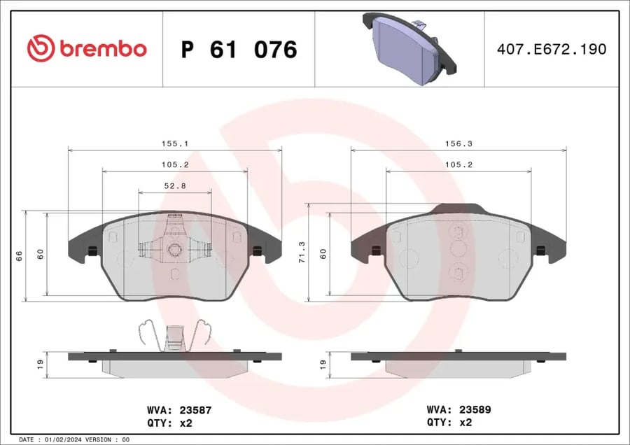 فحمات أمامية Brembo P61076