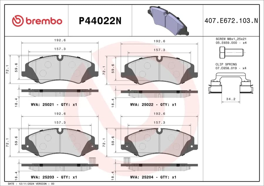 فحمات أمامية سيراميك Brembo P44022N
