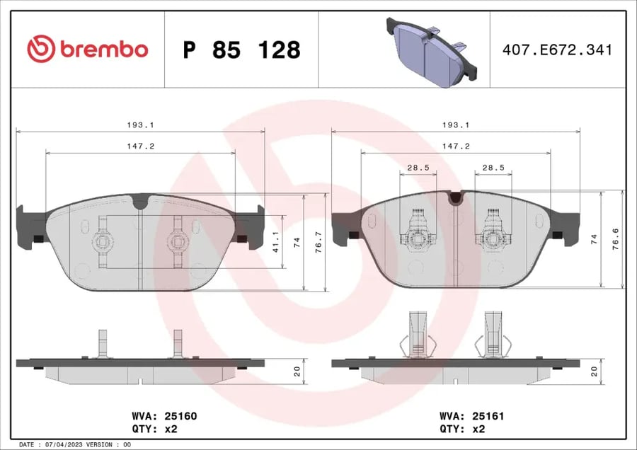 فحمات أمامية Brembo P 85 128