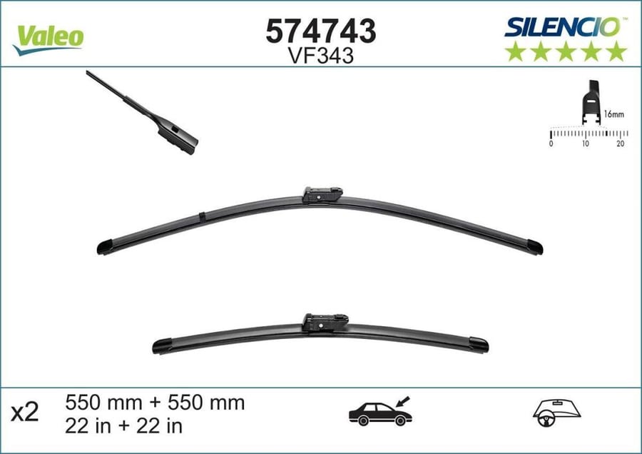 طقم مساحات أمامي (550/550) Valeo 574743