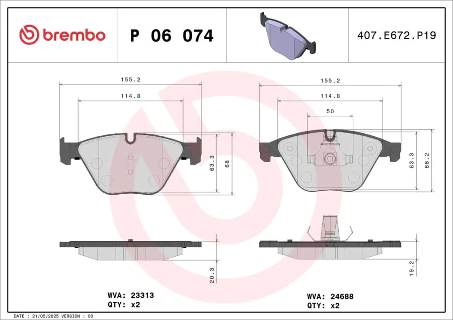 فحمات أمامية Brembo P06074