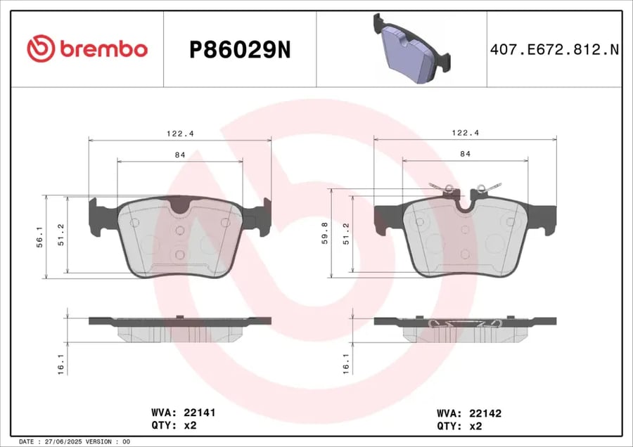 فحمات أمامية وخلفية سيراميك Brembo P86029N