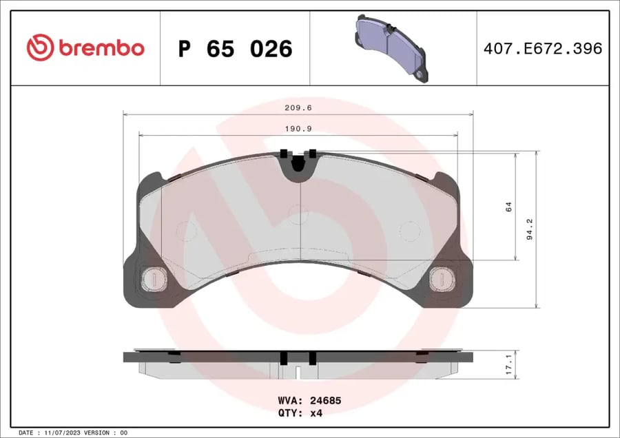 فحمات أمامية Brembo P 65 026