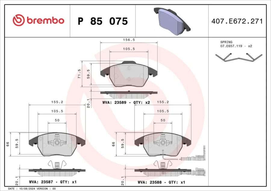 فحمات أمامية Brembo P 85 075