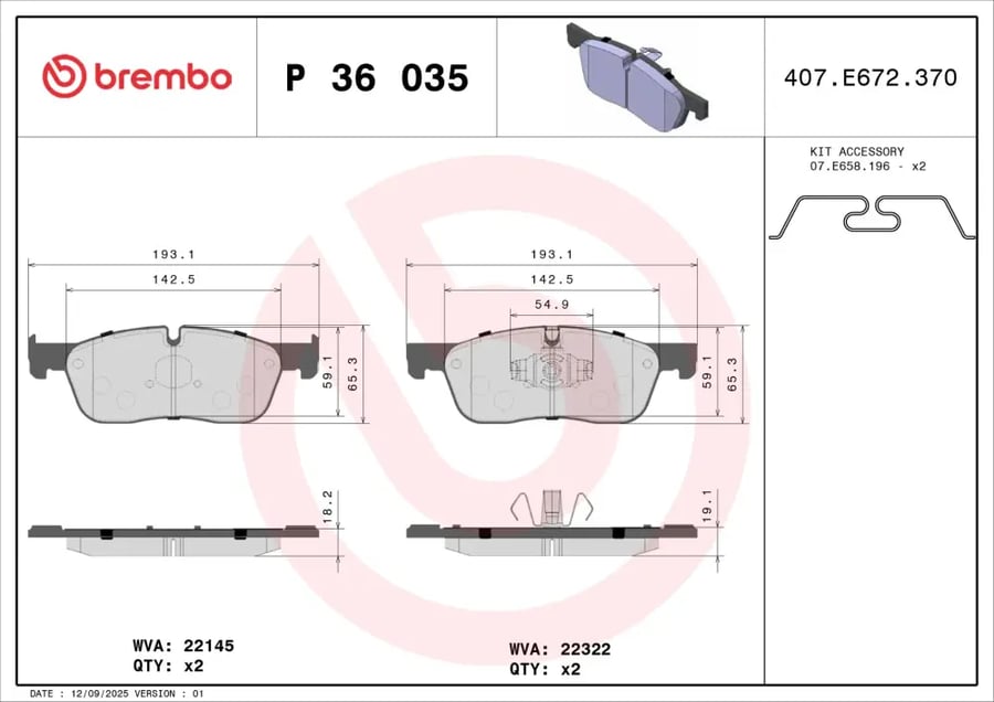 فحمات أمامية Brembo P 36 035