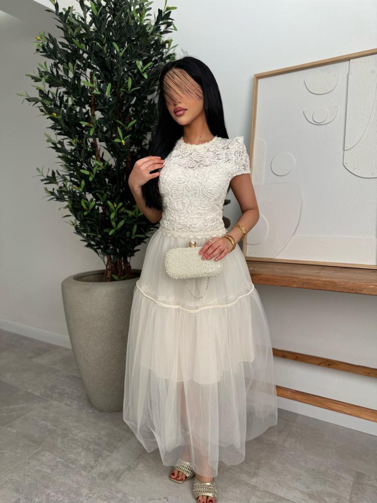 White lace dress in the form of a set