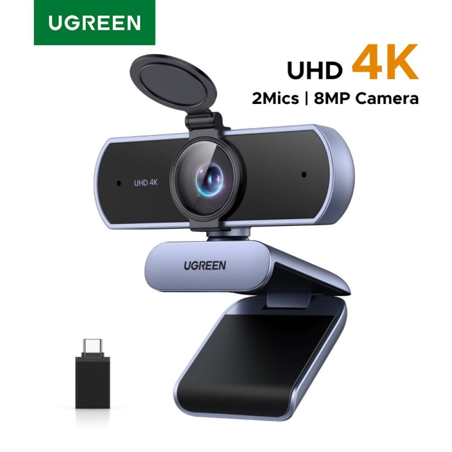 كاميرا ويب UGREEN 4K FHD 1080P بدقة 8 ميجابكسل للكمبيوتر الشخصي، التركيز التلقائي PDAF، ميكروفونات مزدوجة لإلغاء الضوضاء، كاميرا كاميرا ويب للتكبير/الفرق/Google Meet