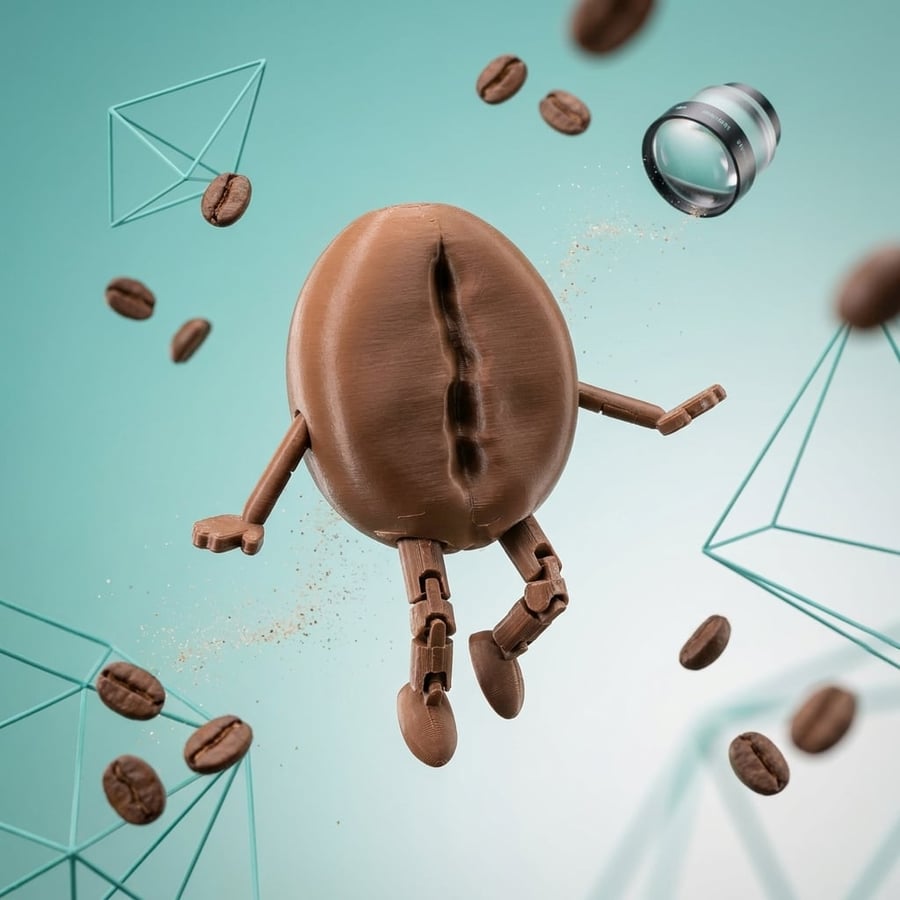 مجسم حبة القهوة التفاعلي (Articulated Coffee Bean Desk Buddy)