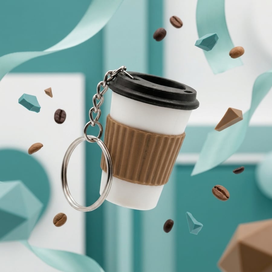 ميدالية مفاتيح كوب القهوة (Mini Coffee Cup Keychain)