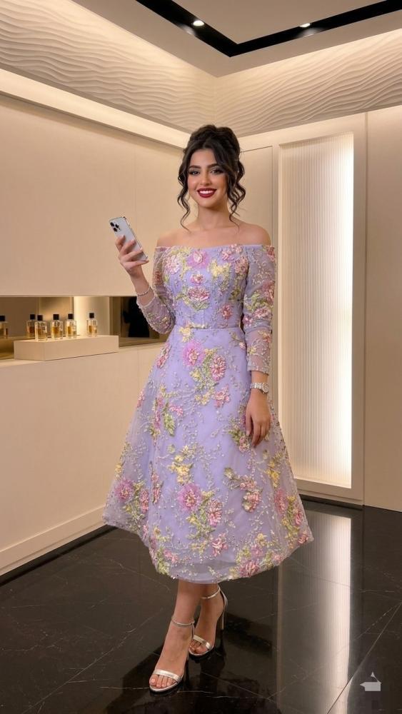 فستان سهره مشجر بكلفه مورده