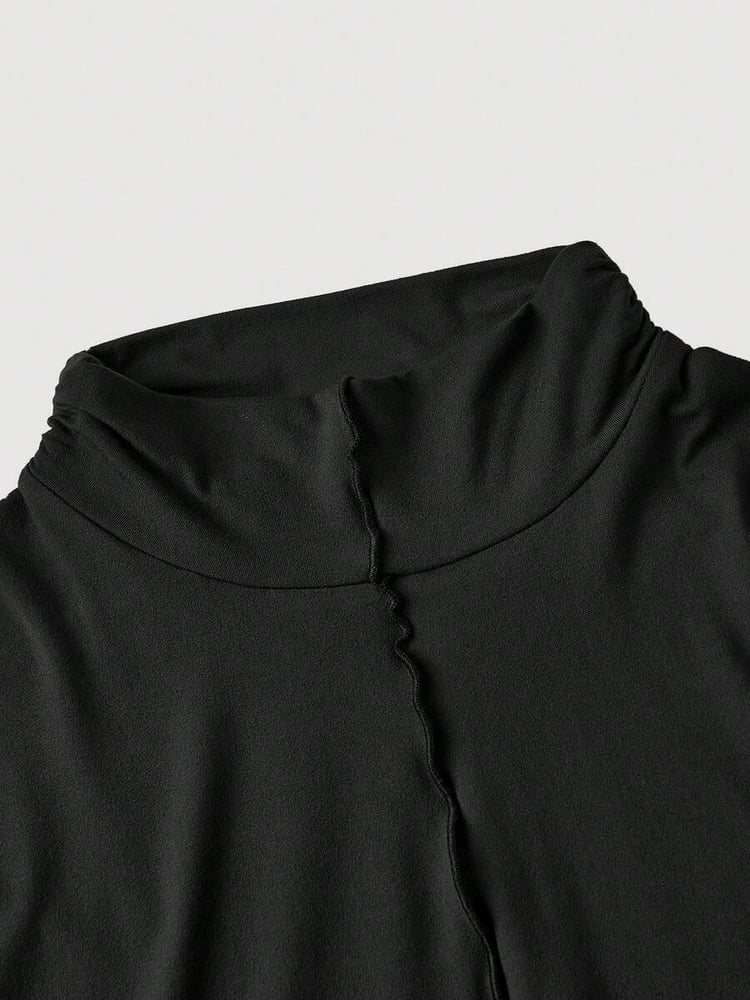 فستان بني طويل برقبة عالية | Anaqa Wear