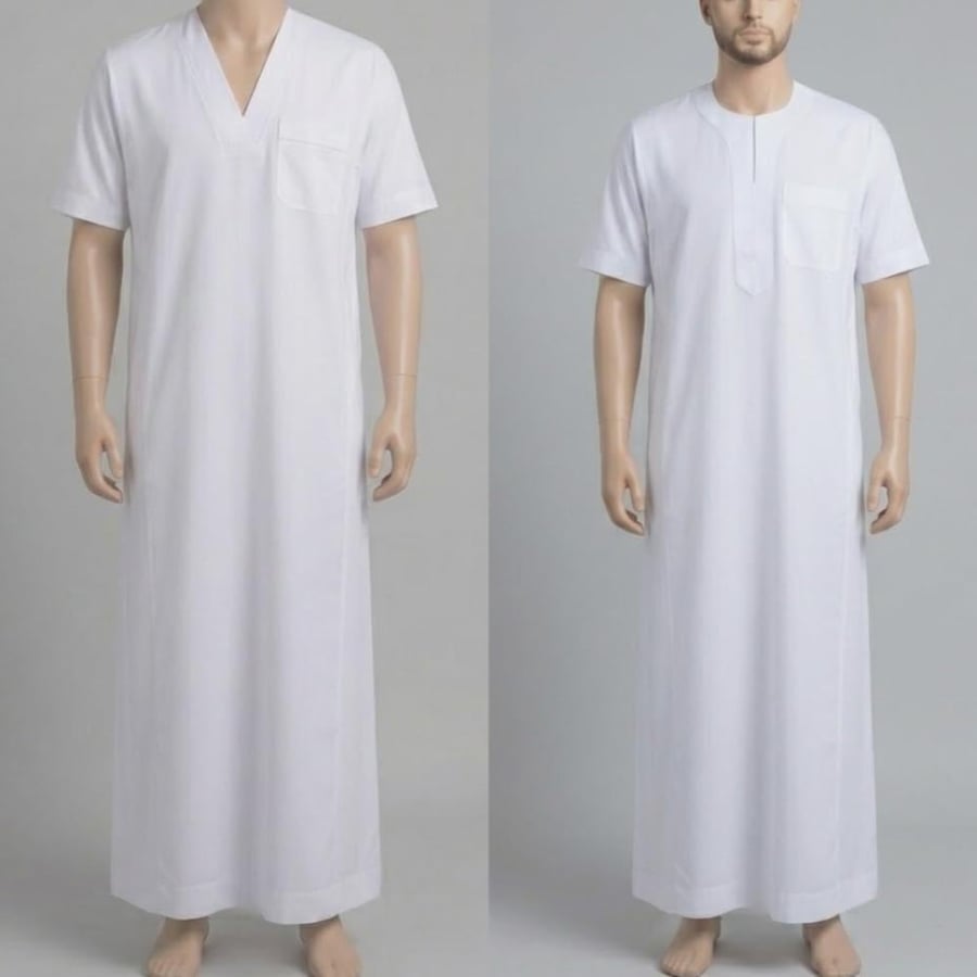 ثوب ابيض نص كم