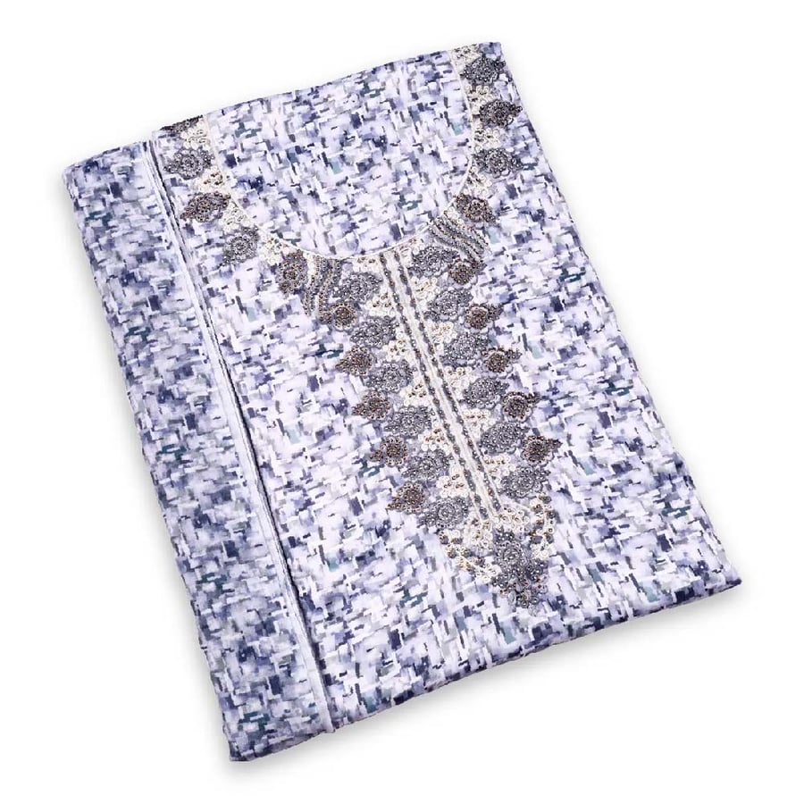 Cotton satin mask with front pattern and the headscarf