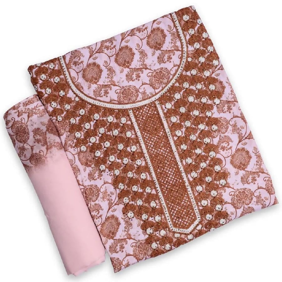 Cotton satin fabric with printed pattern and the hijab