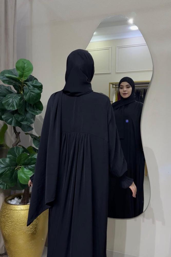 عباية عمرة سوداء مع طرحة ومقاسات متعددة