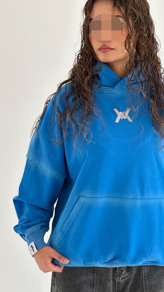هودي أزرق washed oversize