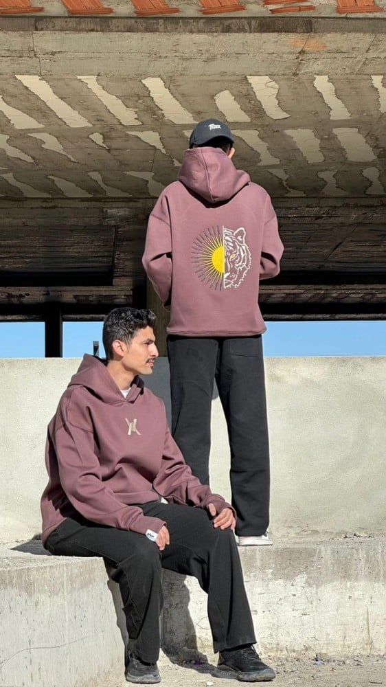 Beige hoodie embroidery oversize