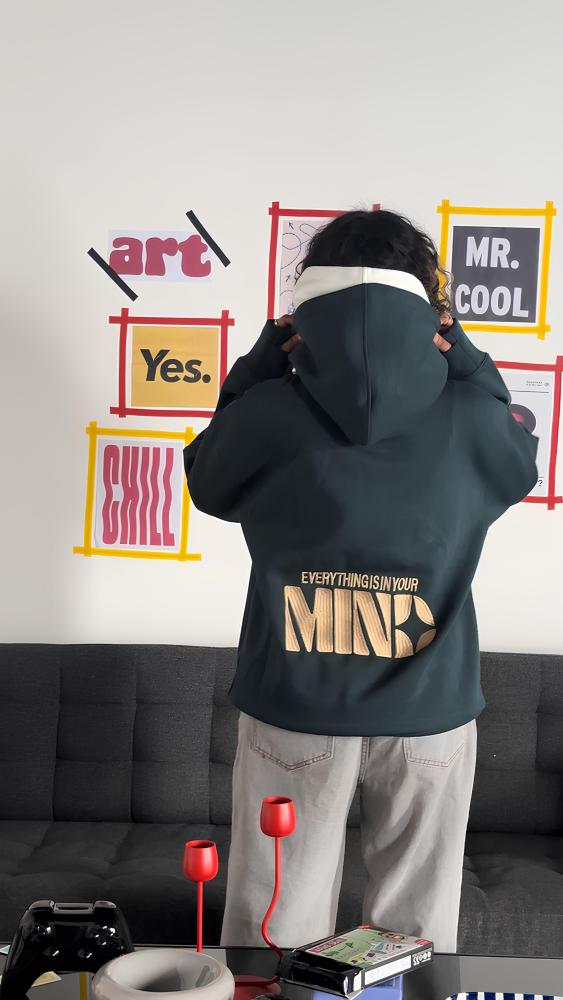 هودي دبل كاب أخضر  oversize