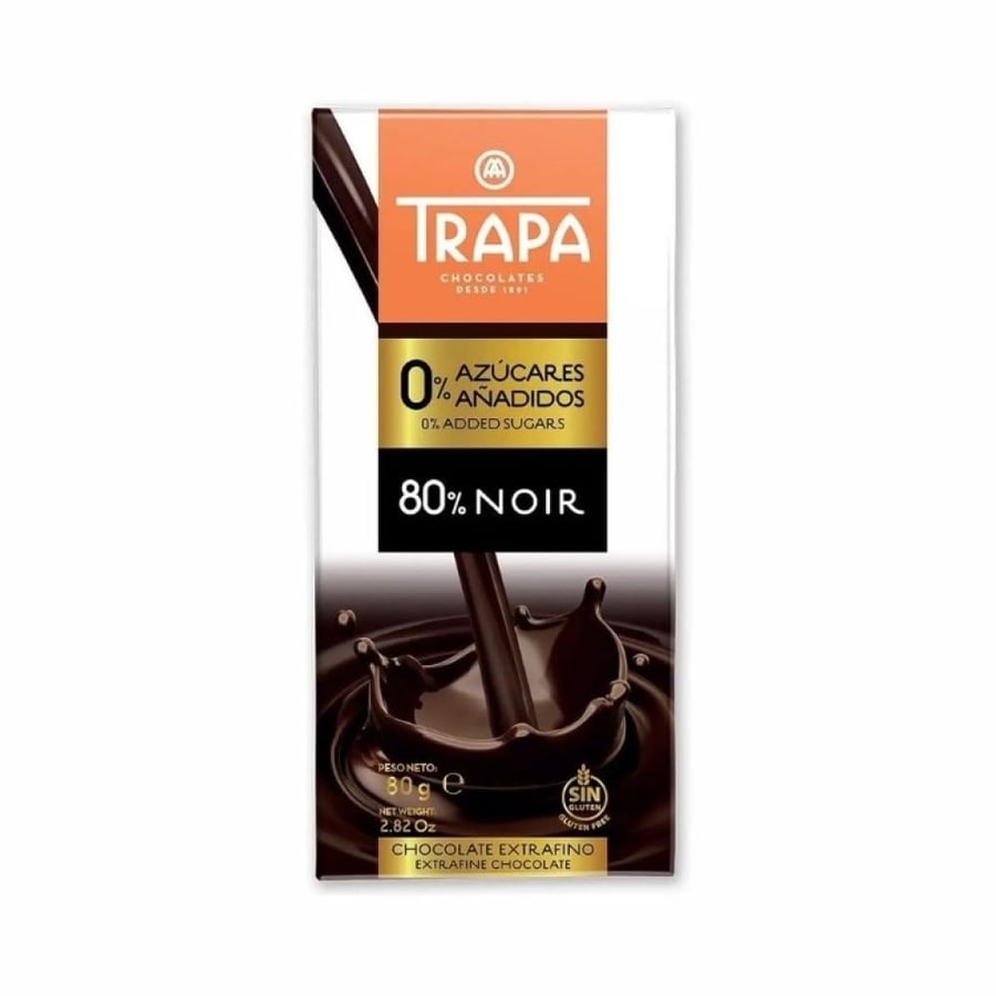 لوح شوكولاتة بدون سكر مضاف من ترابا 80 جم - TRAPA CHOCOLATE