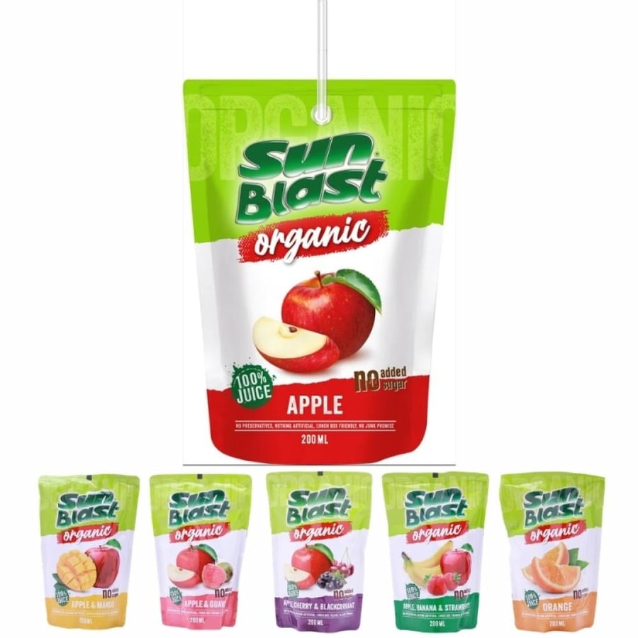 عصير عضوي طبيعي 100% بدون سكر سن بلاست  200 مل - SUN BLAST ORGANIC JUICE FREE SUGAR