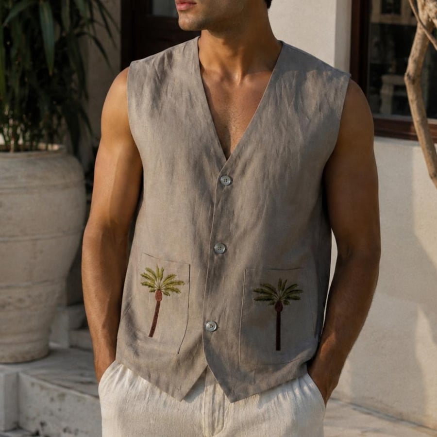 The Palm Linen Vest