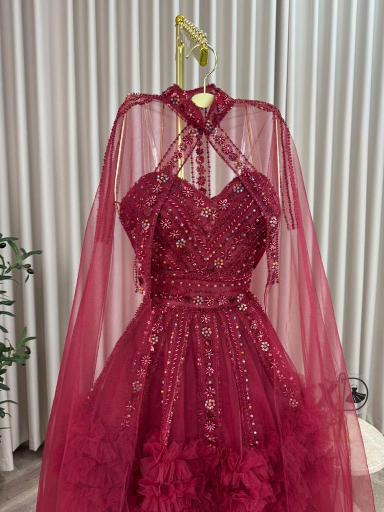 فستان سهره   فخم عنابي