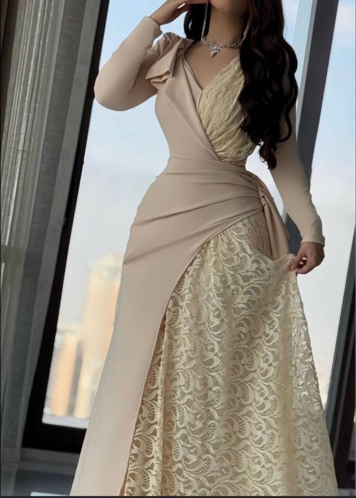 Soft beige evening dress