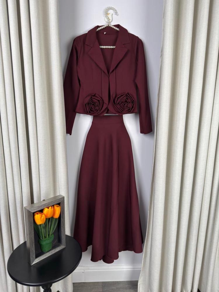 Two pieces of Burgundy baby clothes