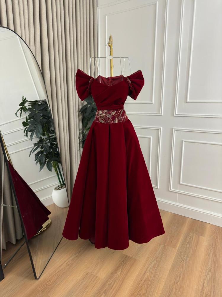 فستان سهره  جوخ عنابي